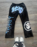 FOESCE High Street Summer Casual SeVen Hearts Pattern Sweatpants Retro Y2K Street Hip Hop Straight Harajuku Streetwear Men Clothing