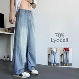 FOESCE Mens Jeans Large Denim Jeans for Teens Trousers for Men Jean Baggy Pants Men's Fashion Man Male Trendyol Streetwear Korean Men´s
