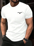 FOESCE Seagull Men Cotton T-shirt Luxury Brand Fashion Big Size Top Casual Short Sleeve Streetwear Classic New Arrival Tee S-4XL