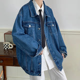 FOESCE Plus Size 5XL-M Black Denim Jacket Mens Turn Down Collar Jeans Coats Multi-pockets Overalls Streetwear Loose Casual Men Clothing