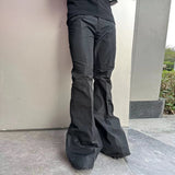 FOESCE High Street Black Boot Cut Mens and Women Wide Leg Baggy Flare Pants Oversized Ropa Hombre Casual Loose Black Trousers