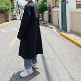 FOESCE Autumn trench coat mens Korean style Male Streetwear Windbreaker Trenchcoat Men Solid  coats for men Casual Loose Long Overcoat