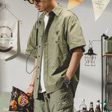FOESCE 2025 New Men's Hawaiian Casual Cargo Shirt Oversized Short Sleeve Tee Shirts Y2K Streetwear Button Blouses Outdoor Masculino