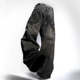 American Retro Streetwear Washed Loose Jeans Women's Personality Harajuku Trendy High Waisted Jeans Y2K Wide Leg Pant Unisex