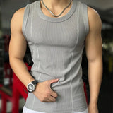 FOESCE New Men's Casual Tank Top Summer Fitness Training Elastic Base Layer 2025 Sleeveless Sports Vest bodybuilding gym t shirt men