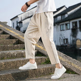 FOESCE Linen Wide Men Pants New Korean Trousers Oversize Linens Streetwear Male Spring Summer Pants Casual Men Clothing Sweatpants