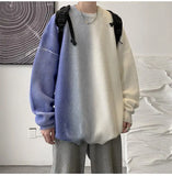 Fashion Autumn Winter Men's Cool Boy Casual Loose Tess Knitted Patchwork Pullover Sweater Soft Warm Color Gradation