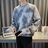 FOESCE Men's Clothing Tie Dye Sweaters Chic Vintage Autumn Winter Youthful Vitality Loose Casual O-Neck Long Sleeve Knitted Pullovers