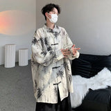 FOESCE 2025 New Summer Ice Thin Chinese Style Tang Suit with a High-end Feel New Chinese Style Button Up Collar Loose Fitting Shirt