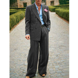 FOESCE Men's Striped Suit Two Piece Suit Elegant Fashion Suit Casual Fashion Work Wear Party Dress Men's Commuter Wear Men's Clothing