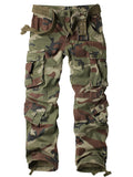 FOESCE Men's Casual Cargo Pants Camo Pants Combat Work Pants with 8 Pockets(No Belt)