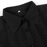 FOESCE Men Dress Shirts Long Sleeve Vampire Renaissance Steampunk Gothic Ruffled Vintage Medieval Shirts Men Clothing Chemise Male