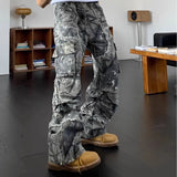 American Hip Hop Trendy Camouflage High Waist Cargo Pants Men Women Multiple Pockets Straight Joggers Wide-leg Baggy Trousers