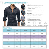 FOESCE Men'S Autumn Fashion Clothing Casual Fashion Long Sleeve Lapel Shirts Solid Color Denim Washed Shirt Men'S Tops