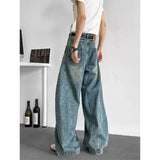 FOESCE Men Baggy Jeans Wide Leg Unisex Streetwear Hip Hop Dance Pants Loose Fit Trousers Oversized Urban Jogger Street Dance Clothing