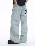 FOESCE 2025 Same VoguoRay Design Hip-hop Palm Print Jeans loose Straight Leg Foor Pepe Pants For Men Streetwear Mens Hiphop Pantalon