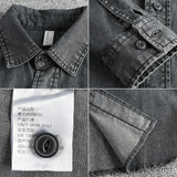 FOESCE Heavy washing to do old vintage denim shirt men's double pocket design trend Europe and the United States casual shirt coat