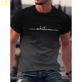FOESCE Fashion Summer 3D Stripe Letter Print Men's T Shirt Hip Hop Trend Harajuku Streetwear Casual O-neck Oversized T-shirts Men Tops