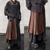 FOESCE 2025 new chinese calligraphy pattern splicing design of two pieces of wide-leg culottes fashion design sense martial arts pants