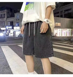 FOESCE Japanese Style Men's Straight-Leg Denim Shorts Summer Thin Version Loose-Fit Mid-Length Wide-Leg Casual Five-Piece Pants
