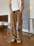 2024 Cyber Y2K Fashion Vintage Brown Kanye Baggy New Jeans Pants For Men Clothes Straight Streetwear Long Trousers Kot Pantolon