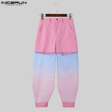 FOESCE INCERUN 2025 American Style Trousers Mens Fashion Fake Two-piece Tie Dyed Pants Casual Clubwear Male Personality Pantalons S-5XL