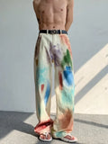 FOESCE Oldschool hand-painted oil painting jeans with colorful paint style, high-end pants, trendy floor mops