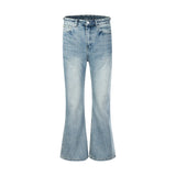 FOESCE Harajuku Streetwear Washed Vintage Solid Jeans Men's Y2K Straight Baggy Flare Pants Unisex Oversized Casual Denim Trousers