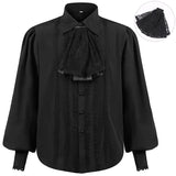 FOESCE Men Dress Shirts Long Sleeve Vampire Renaissance Steampunk Gothic Ruffled Vintage Medieval Shirts Men Clothing Chemise Male