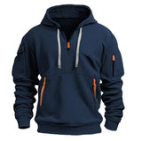 FOESCE 2025 New Multi Pocket Zipper Fleece Hooded Casual Shirt for Men and Women Plus Size Loose Pullover Fashion Sweatshirt top