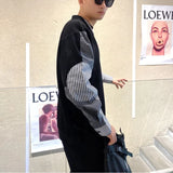 FOESCE Spring and Autumn 2025 Boyfriend New Patchwork Pullover O-Neck Striped Fashion Loose Minimalist Casual Long Sleeved Sweatshirts