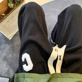 FOESCE Spring Autumn Contrast Color Bloomers Trousers Pockets Elastic High Waisted Striped Men's Clothing England Style Casual Pants