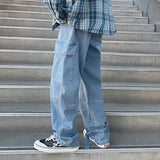 FOESCE Cargo jeans Men Loose Straight Baggy Men's Jeans Mopping pants hip hop Streetwear Skateboard Neutral denim Wide Leg Denim pants