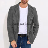 FOESCE Men's Suede Jacket Men's Dress Jackets for Suit Elegant Clothes Man New in Coats and Jackets Mens Suits Luxury Man Coat Blazers