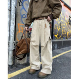 FOESCE Mens Casual Workwear Cargo Pants Loose Fit Straight Wide Leg Multi Pocket Utility Tactical Outdoor Hiking Durable Heavy Duty