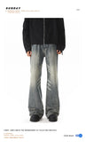 FOESCE 2025 New Men's Denim Pants Washed  blue Male Jeans Straight Casual Menwear Loose straight Trousers leg Novel design  Fashion