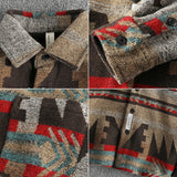 FOESCE Heavy vintage tribal pattern woolen fabric long sleeve shirt men's autumn and winter thick warm American casual coat