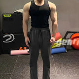 FOESCE Fitness Threaded Vest For Men Summer New Tight-Fitting Elastic Quick-Drying Breathable Sports Sleeveless Striped Vest For Men