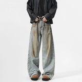 FOESCE 2025 Men's Jeans baggy Denim pants Loose Fit Casual Style American Streetwear Straight Novel design Leg Pants Trendy Brand