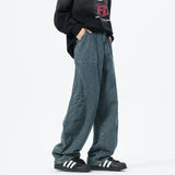 FOESCE Patchwork style Men's Baggy Straight Jeans Personality unisex Fashion Korean High Street Denim Pants Streetwear Male Trousers