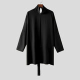 FOESCE 2025 Men Cloak Coats Turtleneck Long Sleeve Streetwear Casual Trench Loose Solid Color Open Stitch Fashion Male Ponchos