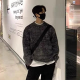 Autumn Clothing Men's Luxury Knitted Mohair Pullover Sweater Casual Long Sleeve Solid Color O Neck Vintage Korean Male Clothes