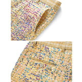FOESCE Gold Men's Shiny Sequin Suit Pants,Wedding Party Dress Trousers,Fashion Slim Pant,Asian Sizes M-5XL,6XL