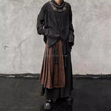 FOESCE 2025 new chinese calligraphy pattern splicing design of two pieces of wide-leg culottes fashion design sense martial arts pants