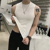 FOESCE Summer Vest Men's Trend Tight Stand Collar Sleeveless Sexy T-shirt Top American Slim Fitness Stretch I-word Vest Bottoming Shirt