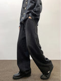 FOESCE 2025 Lace up wide leg jeans for men's autumn American hip-hop loose casual pants, trendy Instagram washed floor mop pants