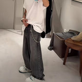FOESCE Streetwear Black Gray Washed Ripped Baggy Jeans Pants for Men and Women Straight Ropa Hombre Loose Casual Denim Trousers