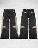 Foesce Street Vintage New Fashion Washed Old Black Baggy Jeans Men Y2K Harajuku Hip Hop Pop Gothic Leisure High Waist Wide Leg Trousers