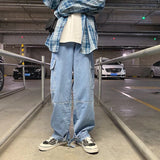 FOESCE Cargo jeans Men Loose Straight Baggy Men's Jeans Mopping pants hip hop Streetwear Skateboard Neutral denim Wide Leg Denim pants