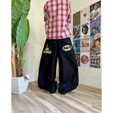 FOESCE Y2K Gothic Retro Jeans Punk Style American Anime Letter Printed High Street Versatile Jeans Fashion Men Women Hip Hop Streetwear